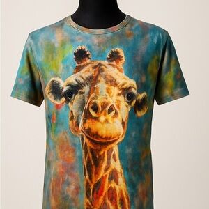 Blue and Orange Tie-Dye Giraffe Tee